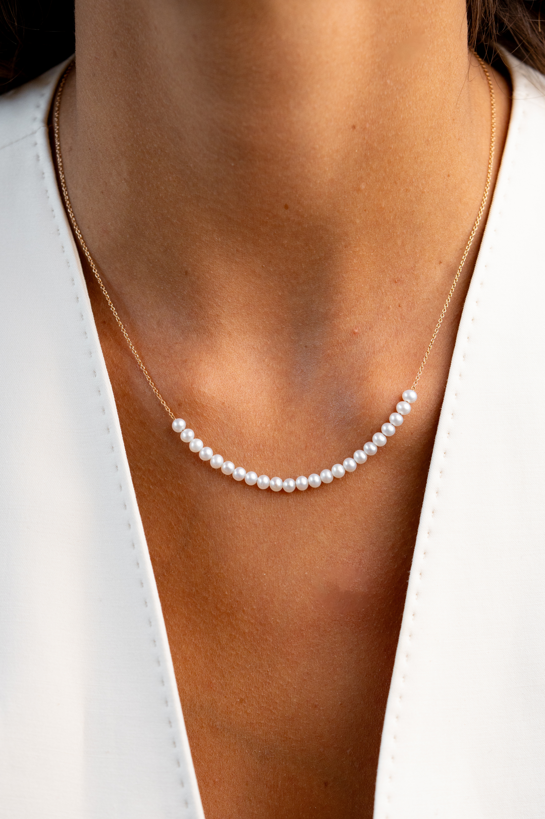 Pink Gold Neckalce with Pearls