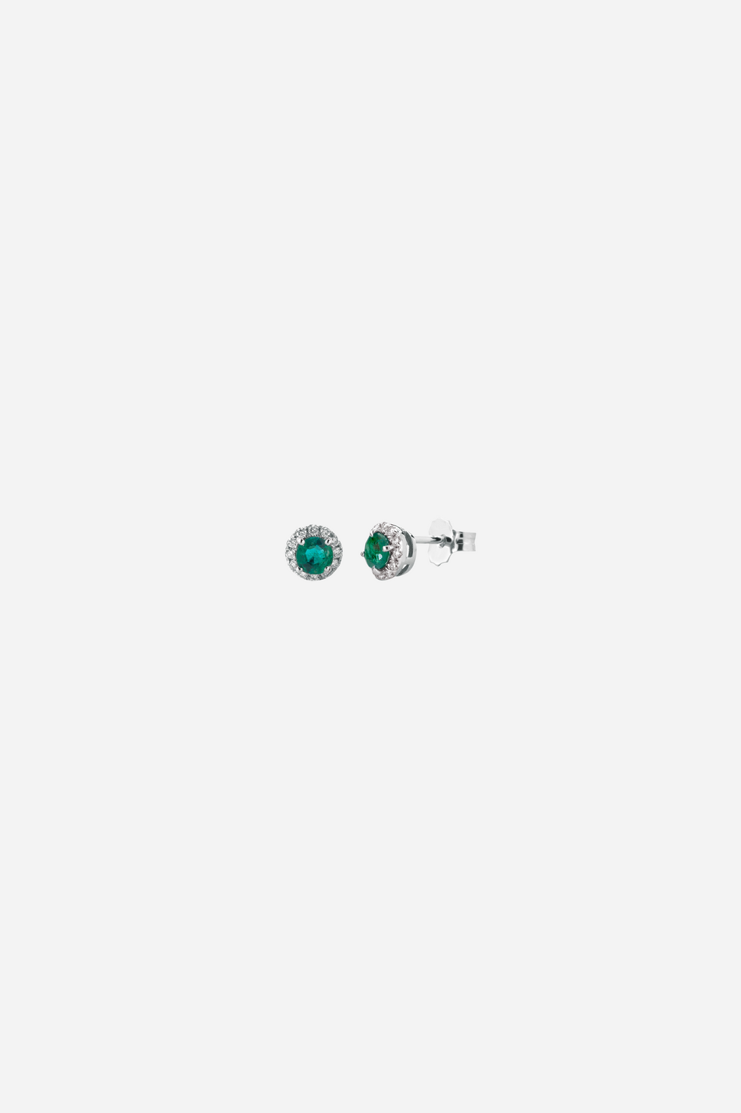 White Gold Earrings with Diamonds and Emerald