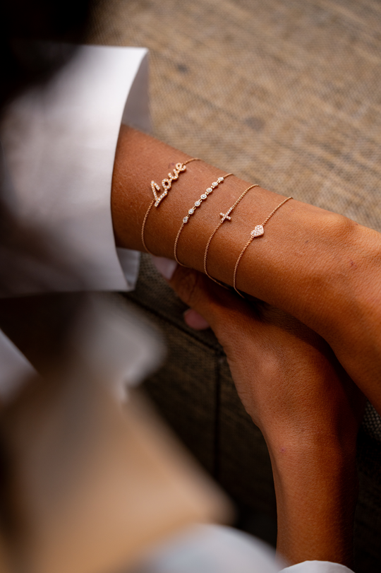 Pink Gold Bracelet with Diamond Arch