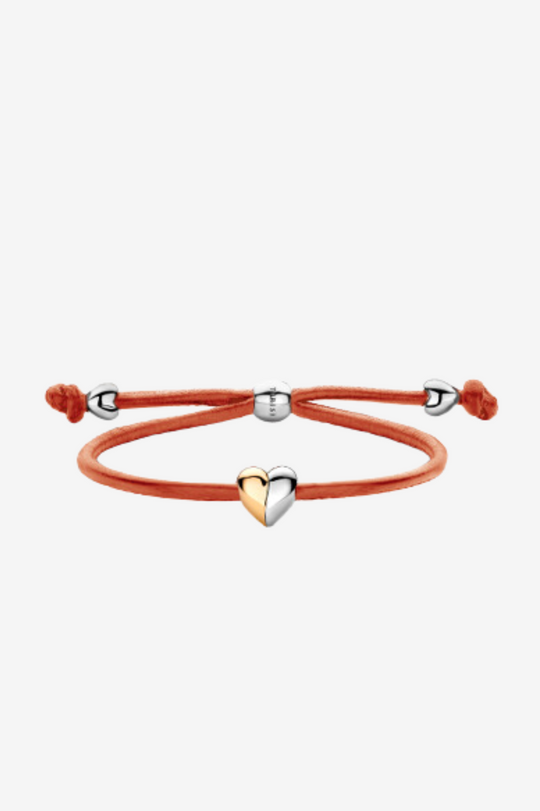 Leather Bracelet with Gold Heart