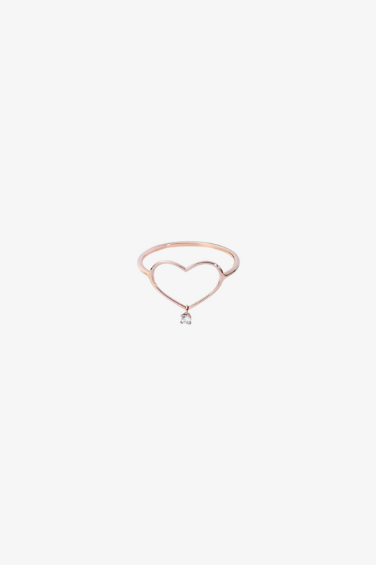 Gold Heart Ring with Diamond