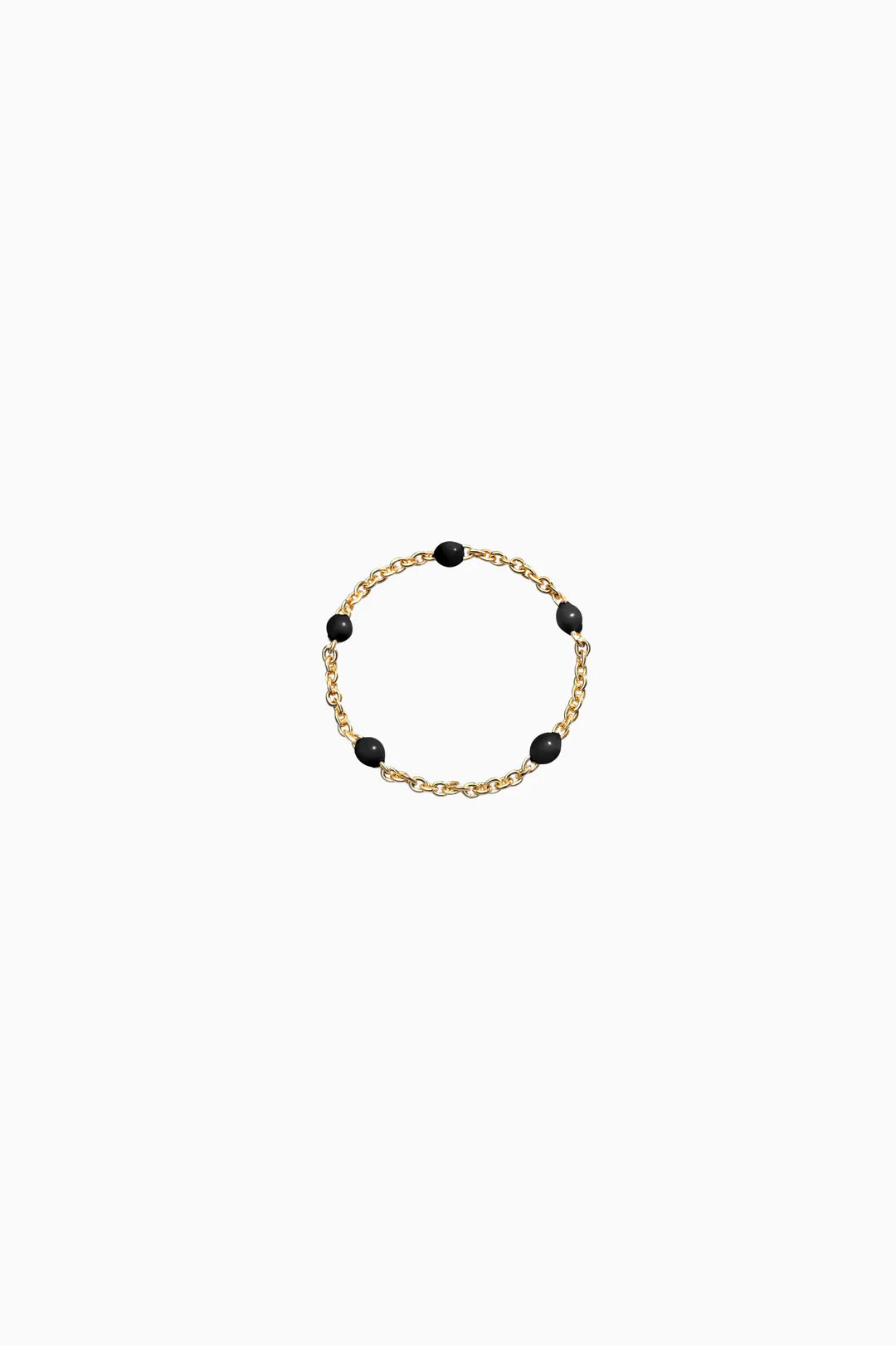 Gold Chain Ring with Black Dots