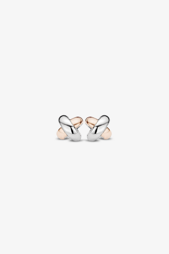 Pink Gold Cross Earrings