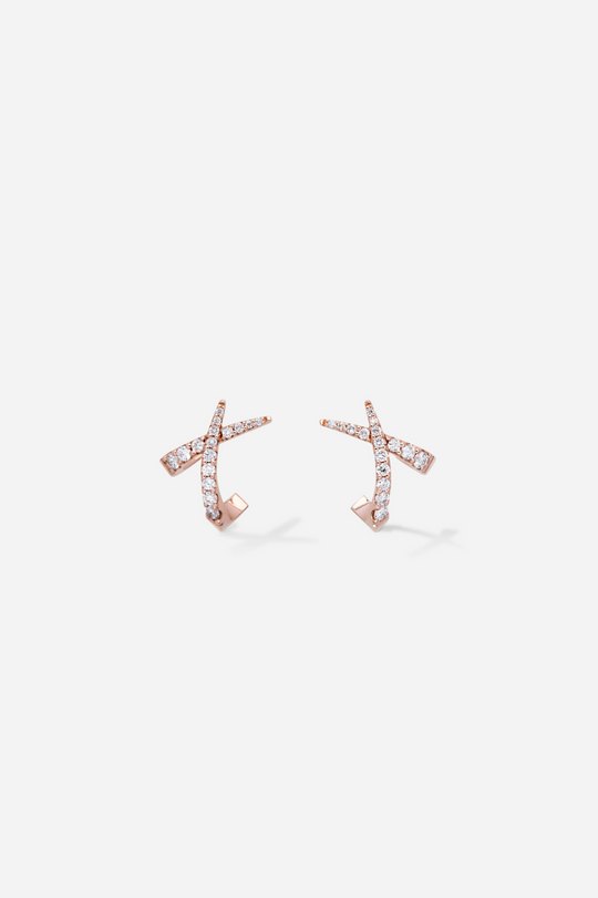 Air Garden Crossed Earrings with Diamonds