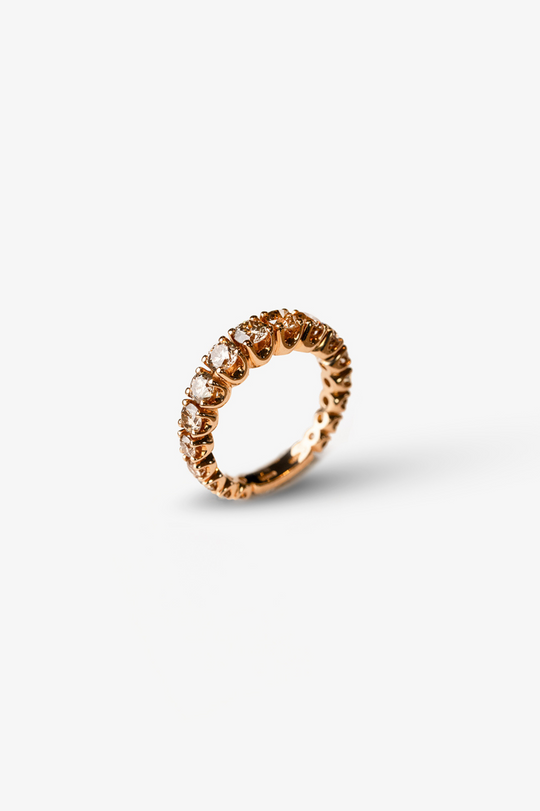 Pink Gold Ring with Brown Diamonds