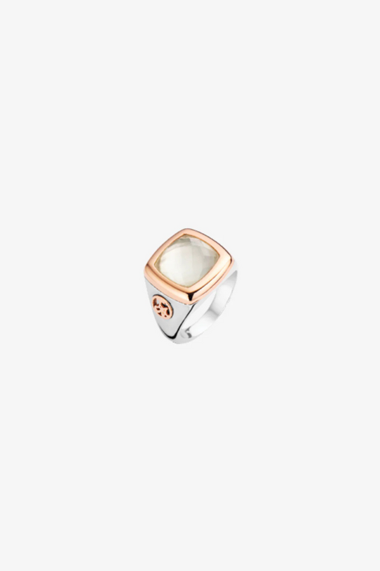 Ring in Silver with Rose Gold and Crystal