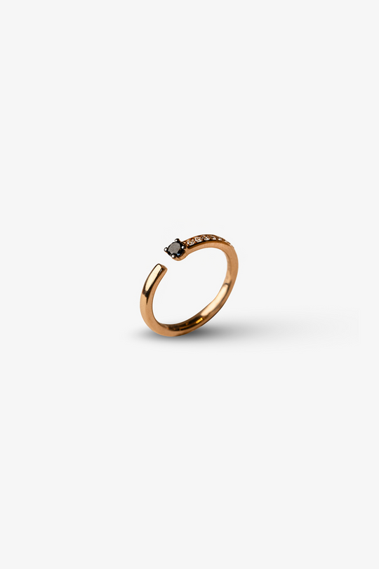 Pink Gold Ring with Black Diamond