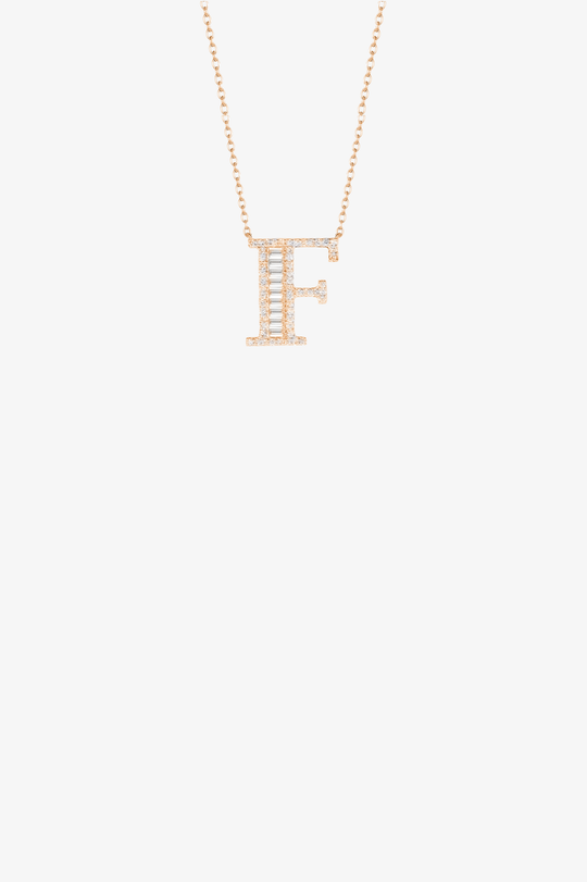 Letter Gold Necklace with Diamonds
