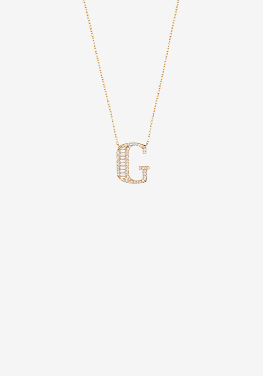 Letter Gold Necklace with Diamonds