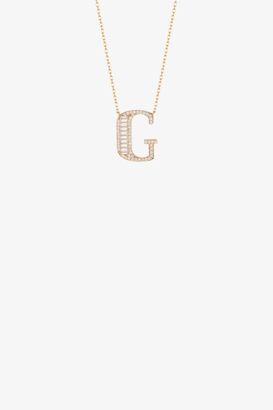 Letter Gold Necklace with Diamonds