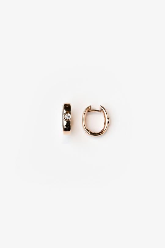 Pink Gold Hoops with Diamond