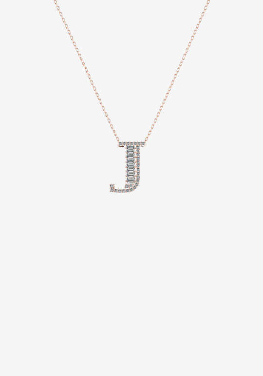 Letter Gold Necklace with Diamonds