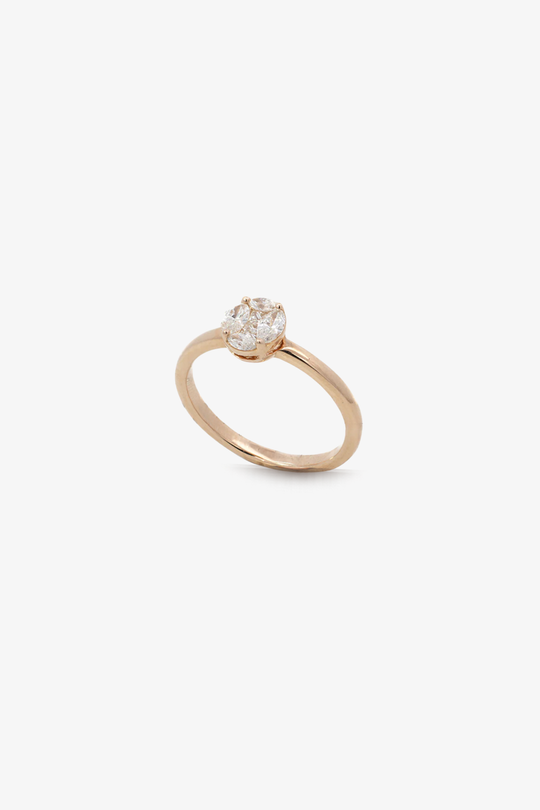 Pink Gold Engagement Ring with Diamonds