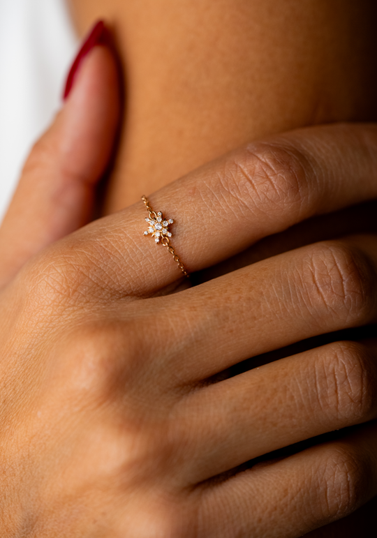 Rose Gold and Diamond Sun Chain Ring