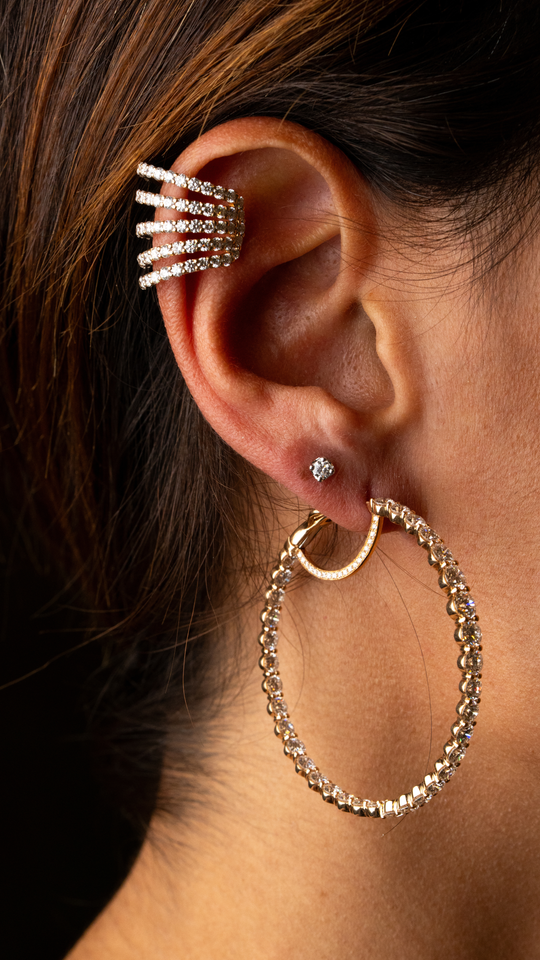 Pink Gold Loop Earrings with Diamonds
