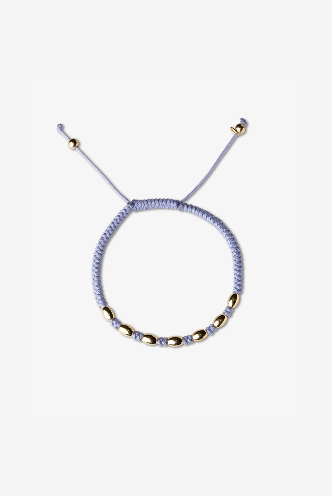 Yellow Gold Dots Bracelet with Lilac Cotton