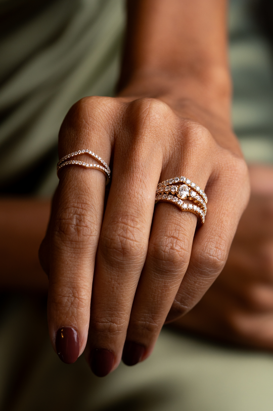 Pink Gold Engagement Ring with Diamonds