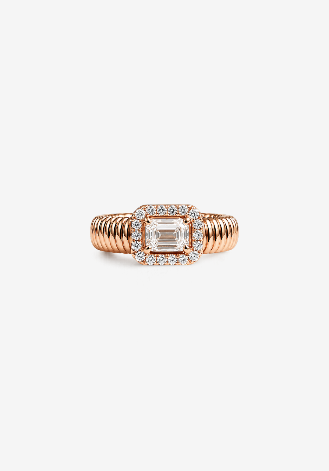 Anel de ouro rosa com diamantes