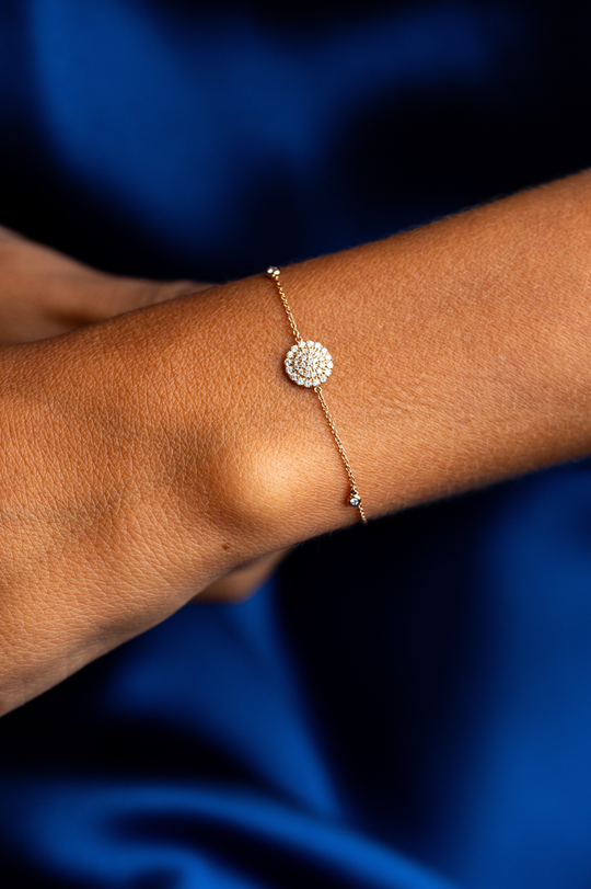 Pink Gold Circle Chain Bracelet with Diamonds