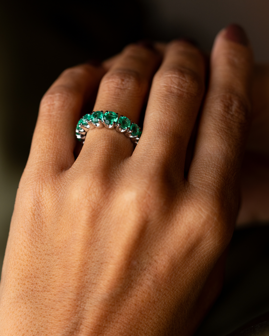 White Gold Ring with Emeralds