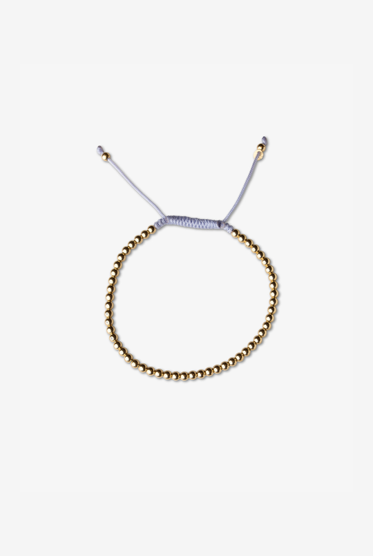 Yellow Gold Dots Bracelet with Lilac Cotton