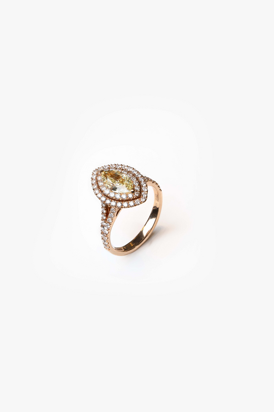 Pink Gold Ring with Yellow Diamond