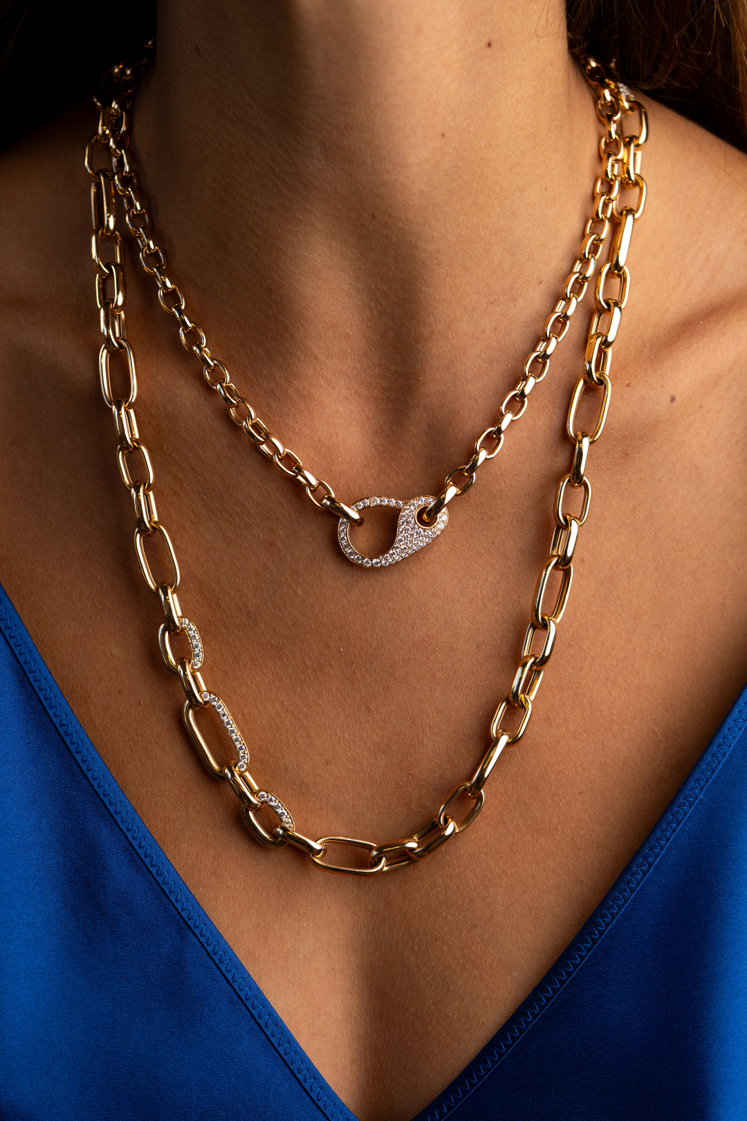 Pink Gold Necklace with Diamonds Lock