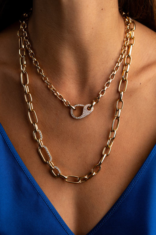 Pink Gold Necklace with Diamonds Lock