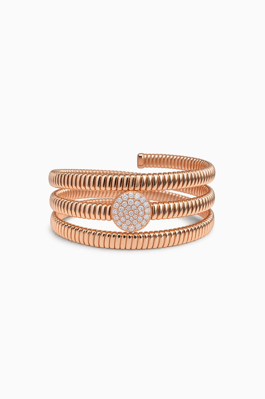 Pulseira em Ouro Triplo Rosa com Diamantes