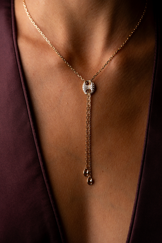 Pink Gold Necklace with Diamonds