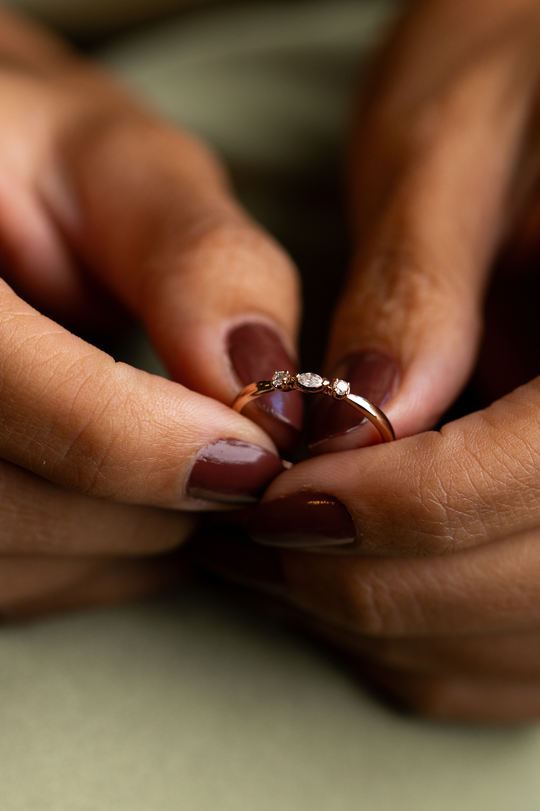 Pink Gold Ring Triology with Diamond