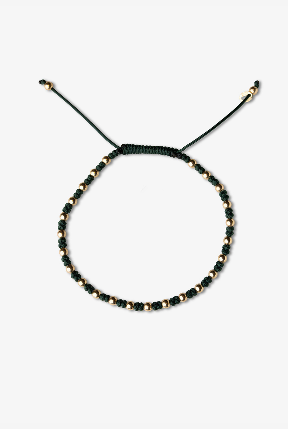 Yellow Gold Dots Bracelet with Dark Green Cotton