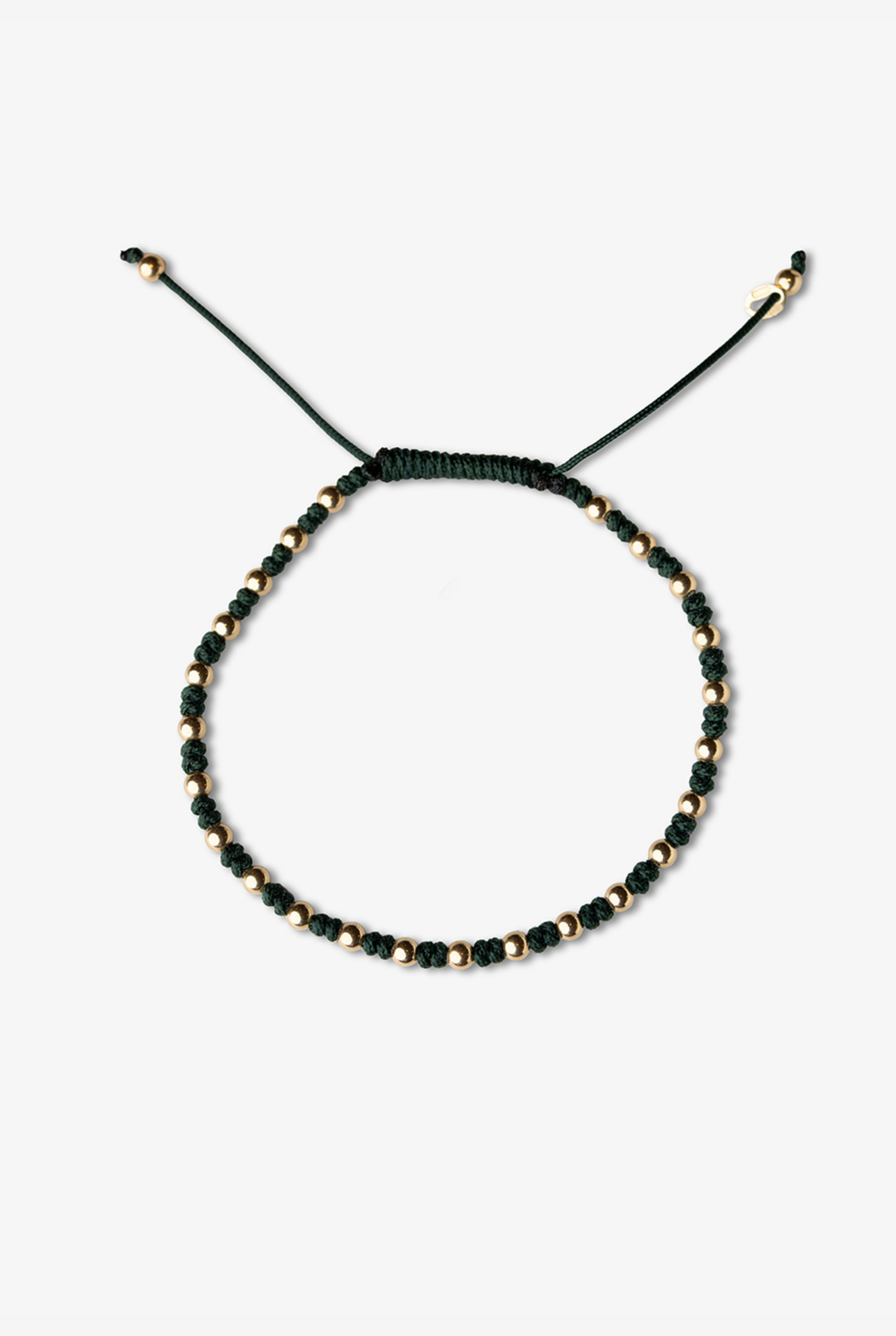 Yellow Gold Dots Bracelet with Dark Green Cotton