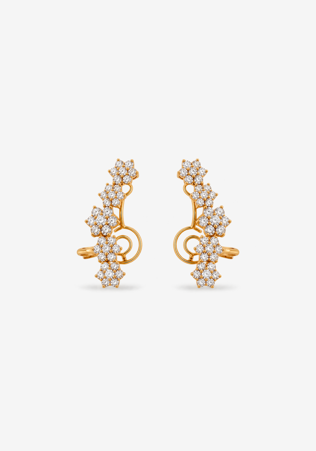 Pink Gold Flowers Earrings with Diamonds