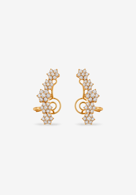 Pink Gold Flowers Earrings with Diamonds