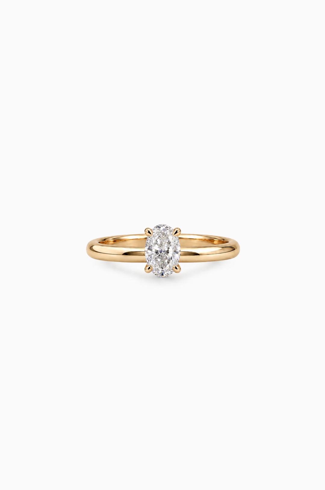 Anel de Noivado em Ouro Amarelo com Diamante Oval