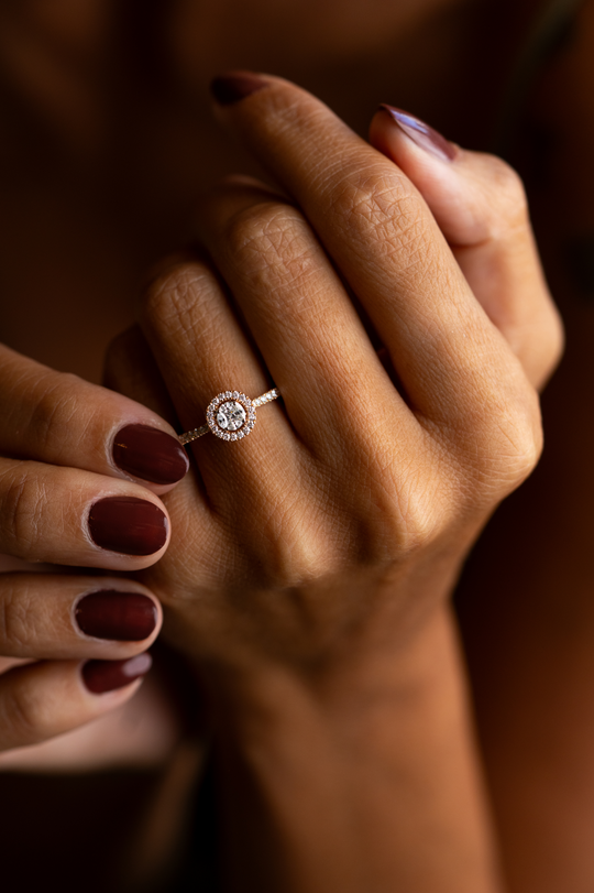 Pink Gold Engagement Ring with Diamonds