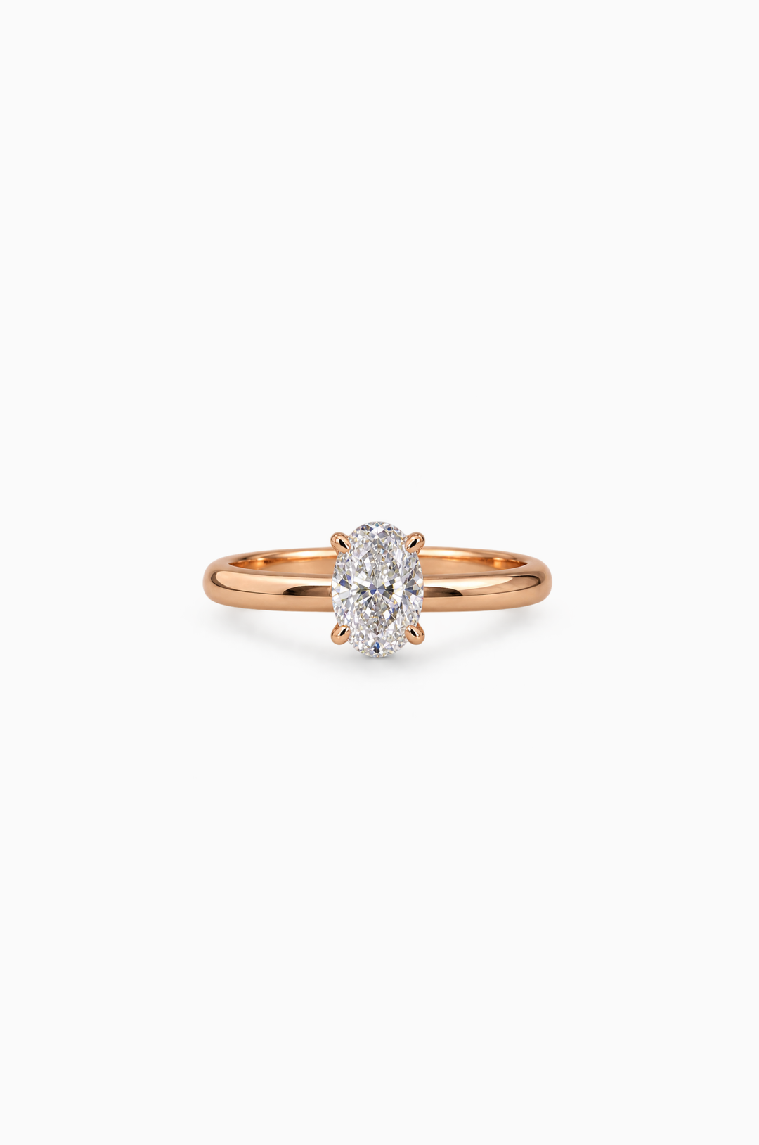 Pink Gold Engagement Ring with Oval Diamond