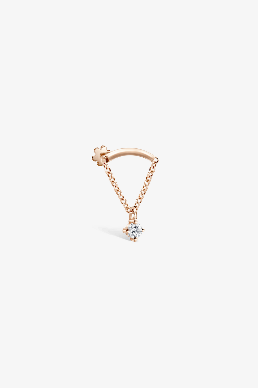 Pink Gold Prong Set Diamond Drape Piercing