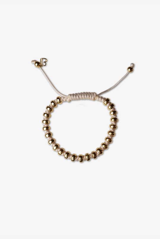 Silver Dots Bracelet with Cream Cotton