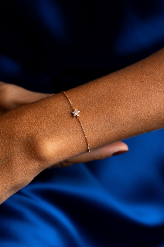 Star Pink Gold Chain Bracelet with Diamonds