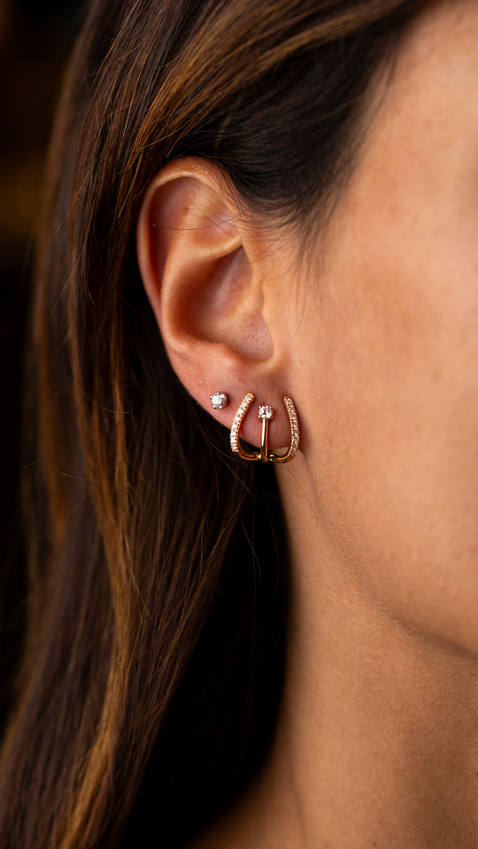 Pink Gold Earrings with Diamonds