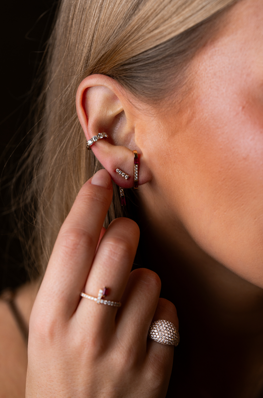 Pink Gold Earrings with Rubies and Diamonds