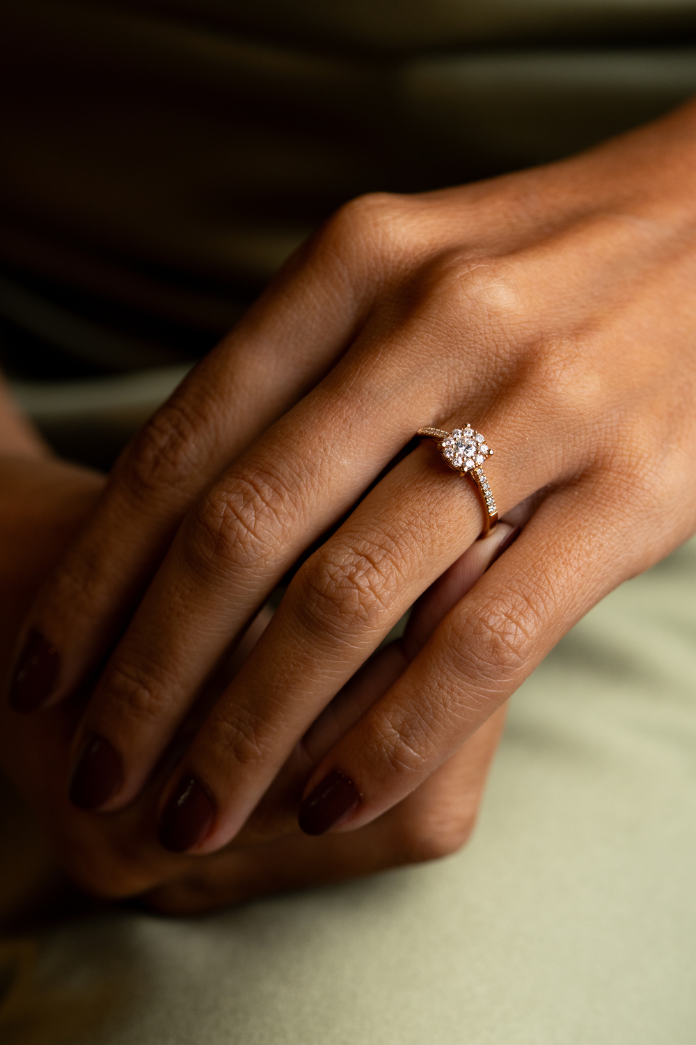 Pink Gold Engagement Ring with Diamonds