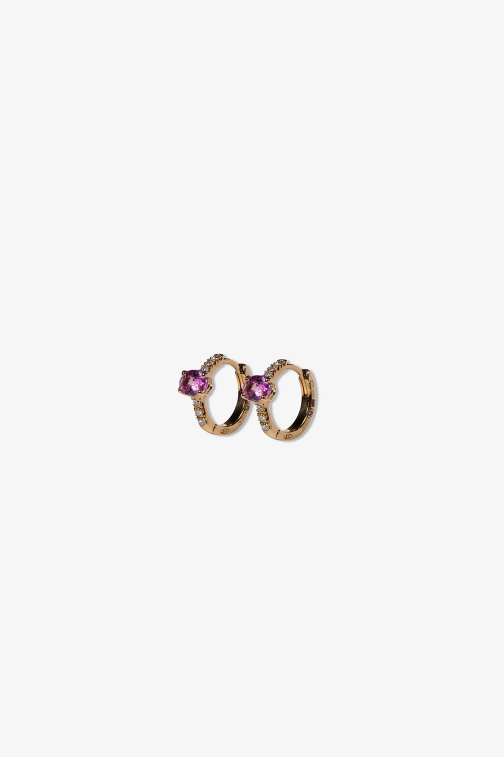 Oval Gold Earring with Diamonds and Sapphires