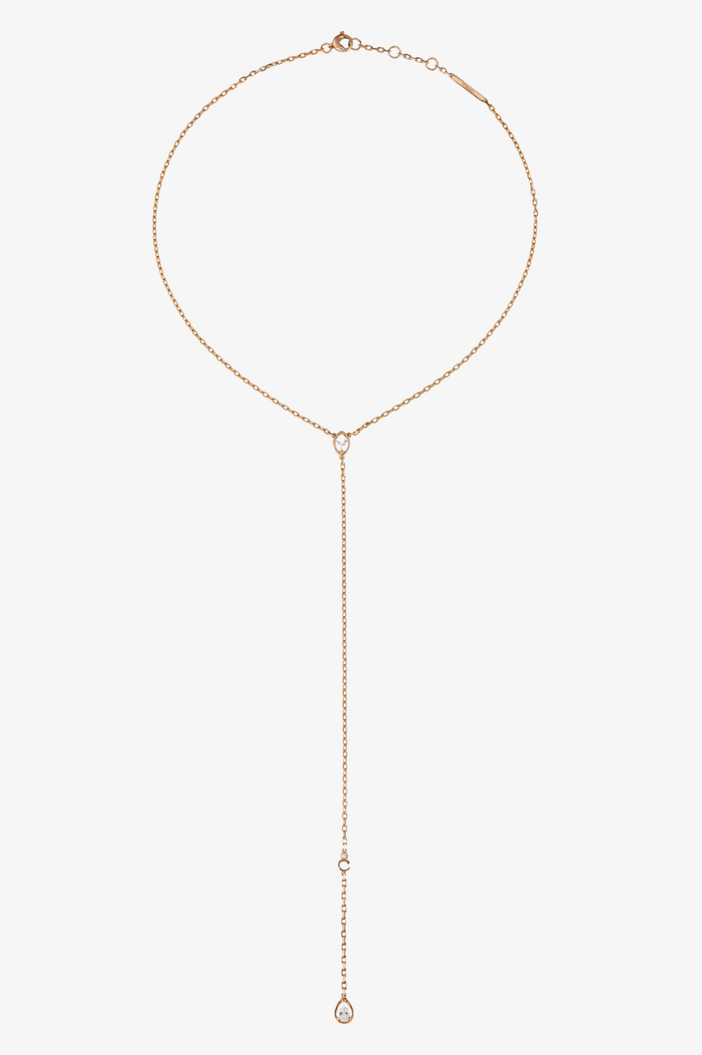 Long Pink Gold Necklace with Diamonds