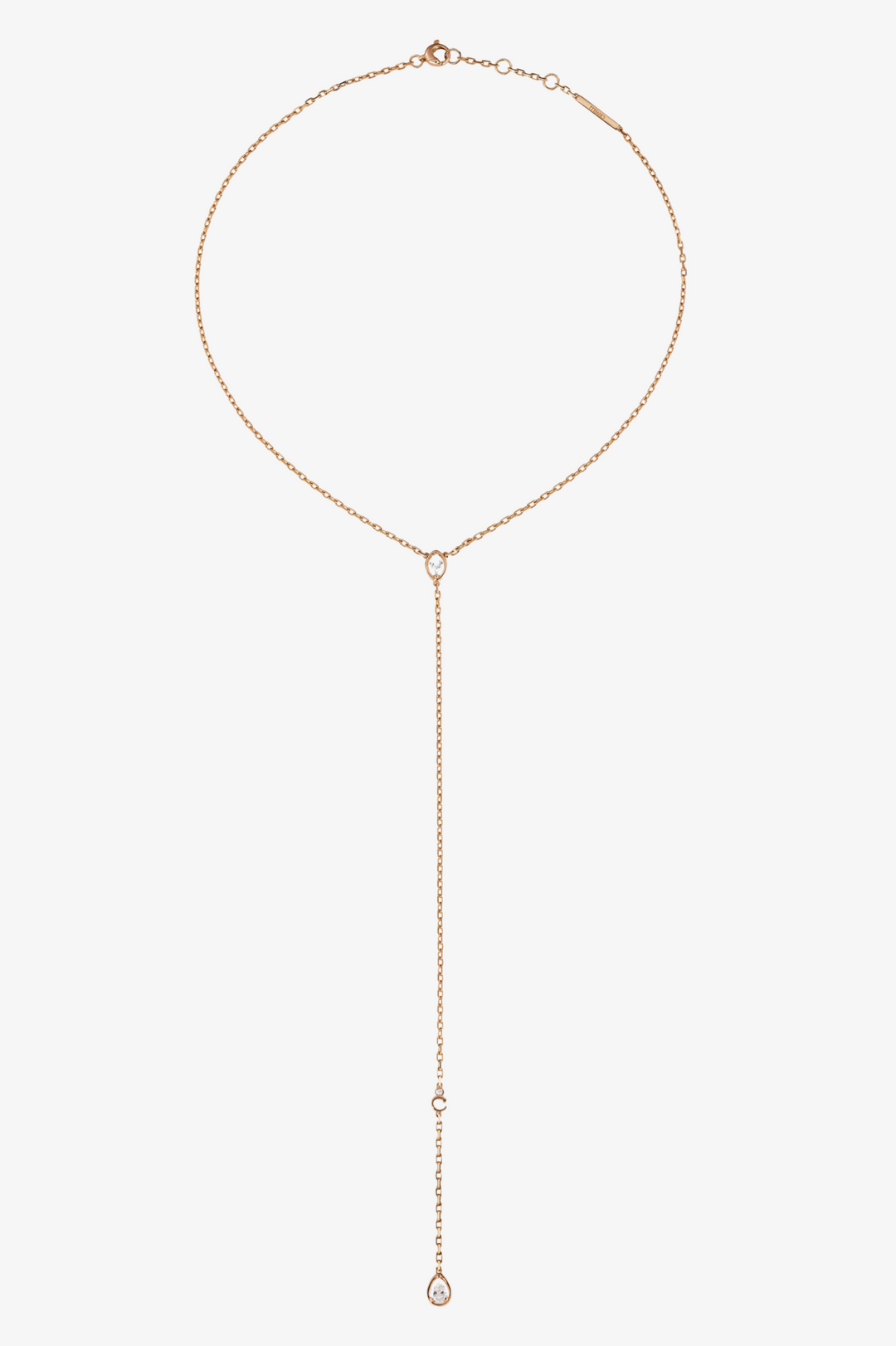 Long Pink Gold Necklace with Diamonds
