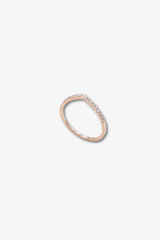 Pink Gold V Ring with Diamonds