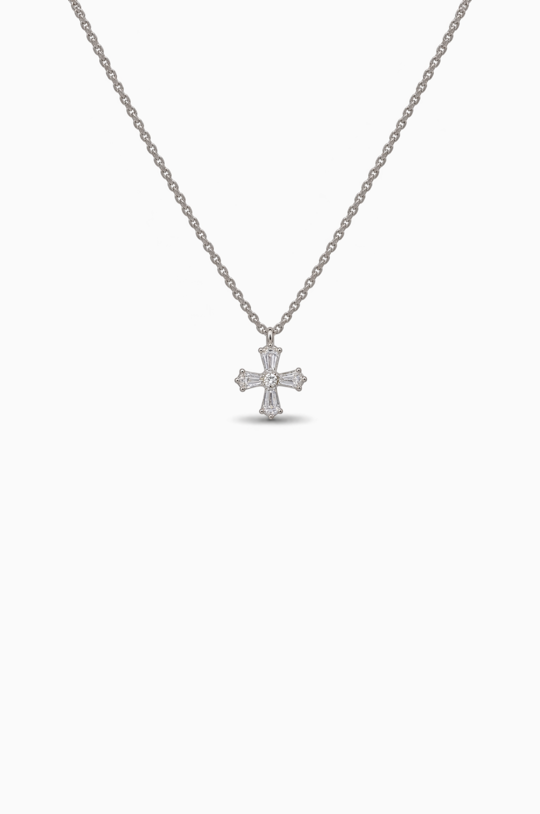 Cross White Gold Necklace with Diamonds