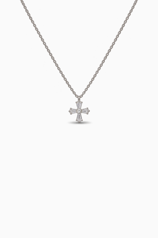 Cross White Gold Necklace with Diamonds